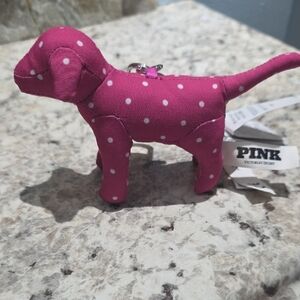 PINK Victoria's Secret Fuchsia Polka Dot Dig Key Chain.Great Birthday Gift Teens